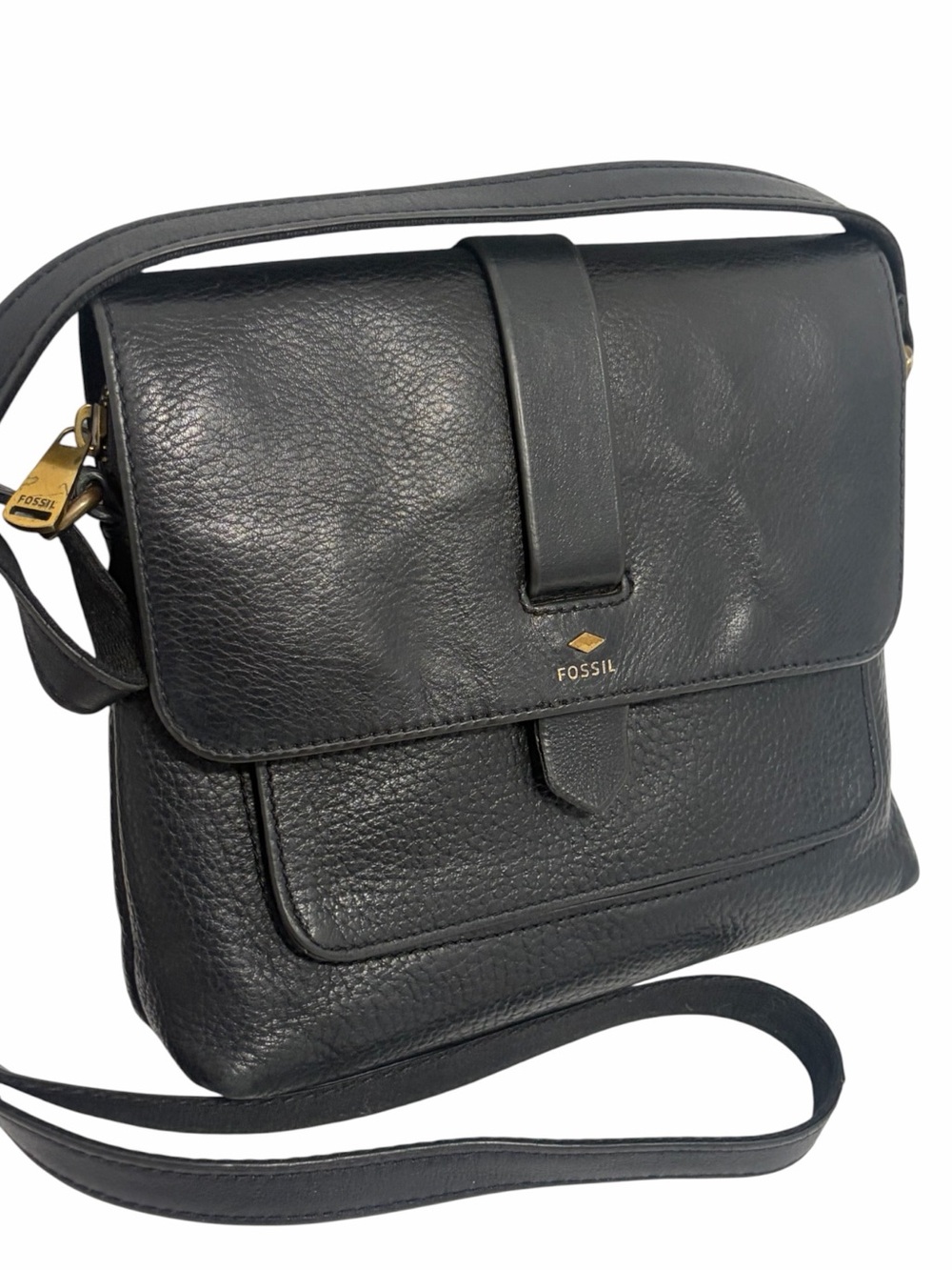 Fossil Kinley Black Small Pebbled Leather Crossbody - Like New
